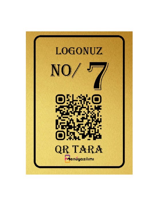 QR Menü Metal Baskı Gold 14.5*19.5cm