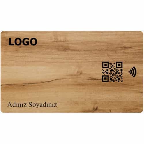 Fiziksel Dijital Kart (NFC Çipli Kart) ( vCard ) Bambu PVC